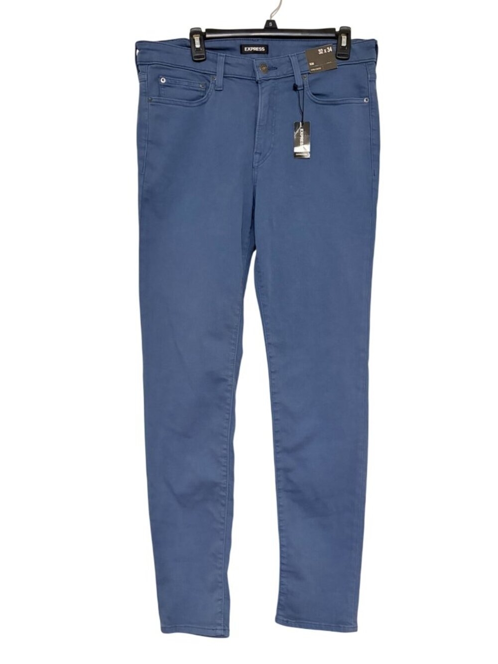New NWT Men's‎ Express Blue Hyper Stretch Slim Leg Jeans 32x34 34" Inseam